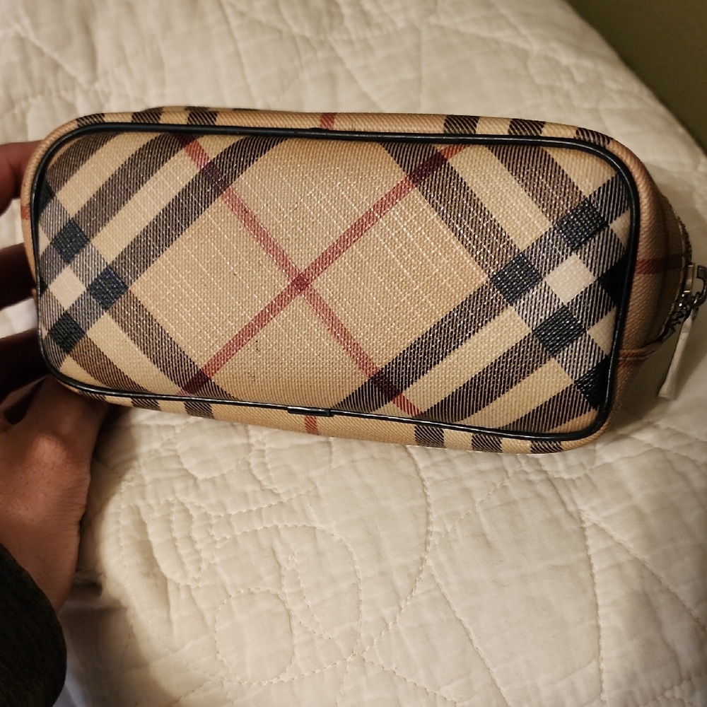 Burberry Beige and Red Checkered Pouch